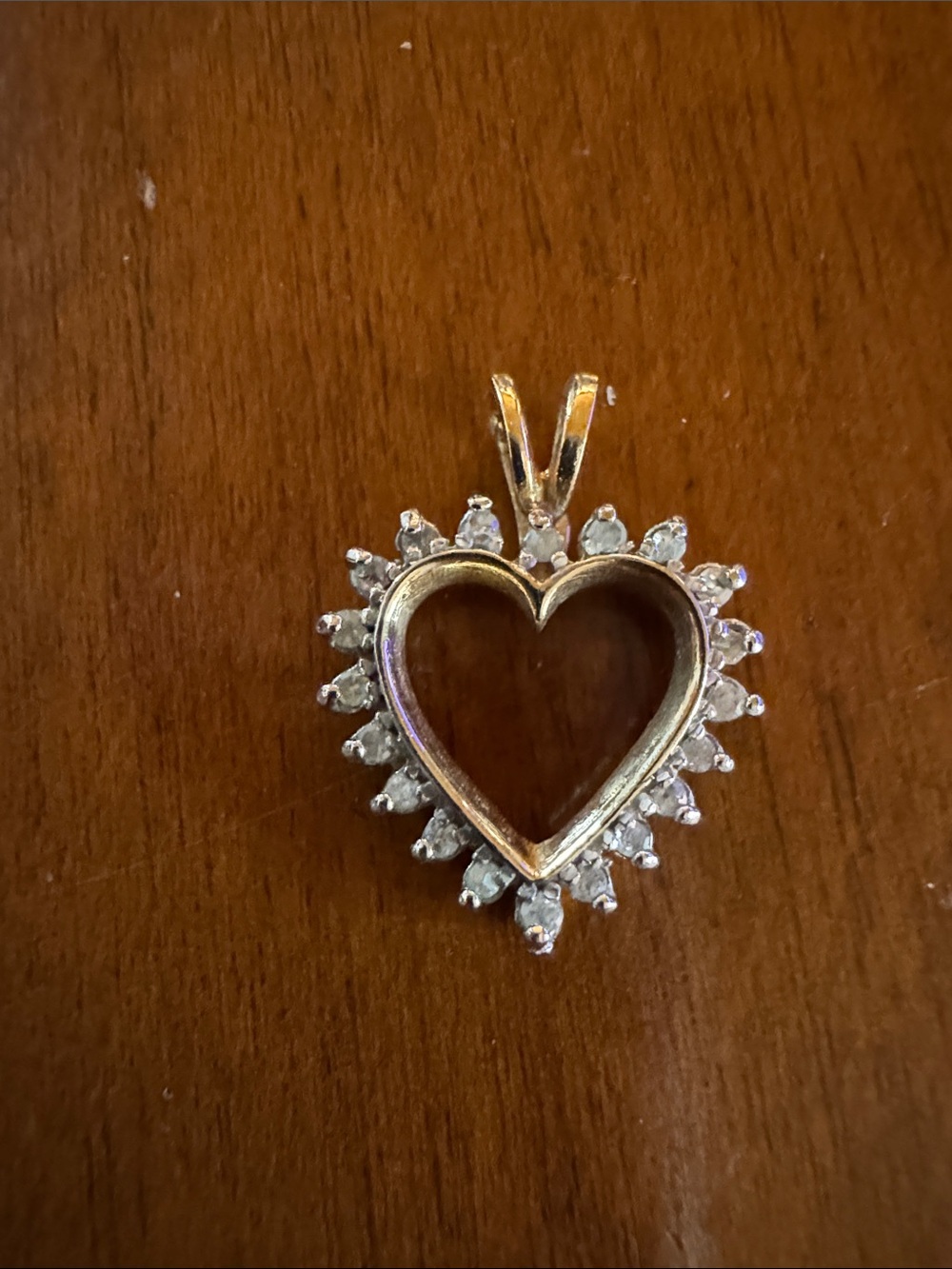 Gold Heart Halo Pendant with Clear Stones - Women's Jewelry
